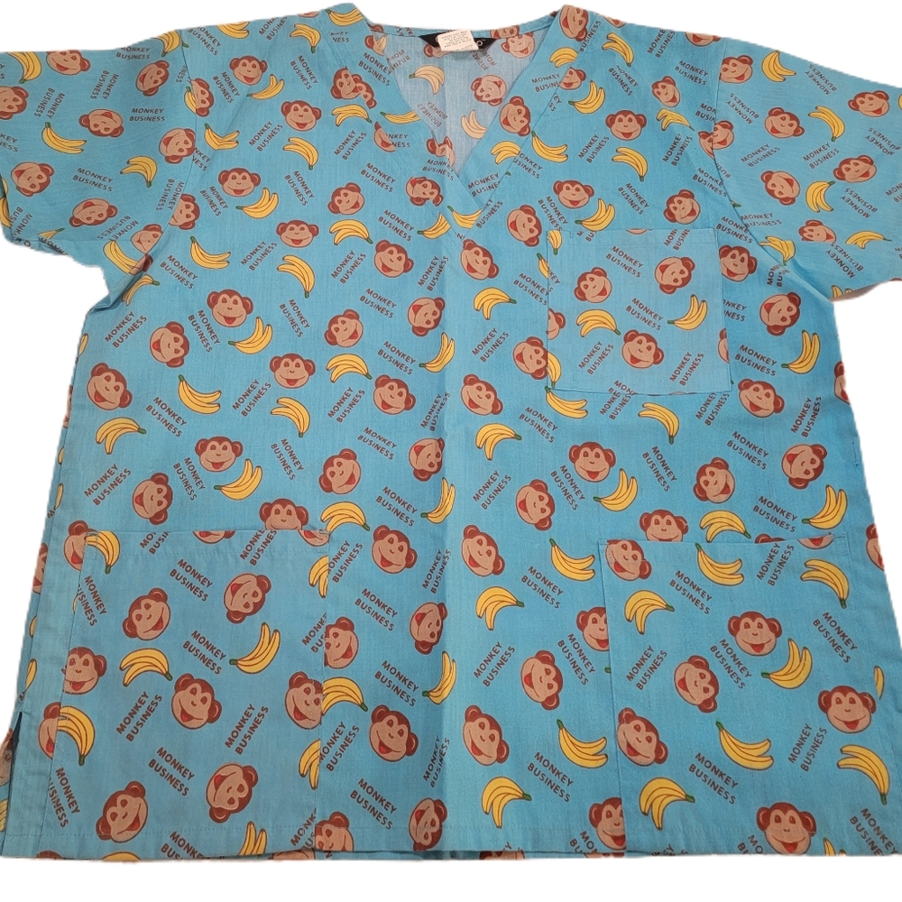Cassandra O Scrub Top Size XL.  MONKEY Business.  NWOT